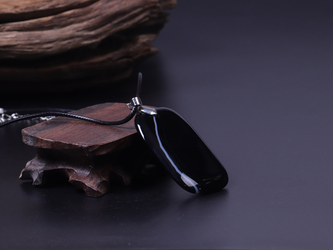 Black Striped Agate Necklace of Strength