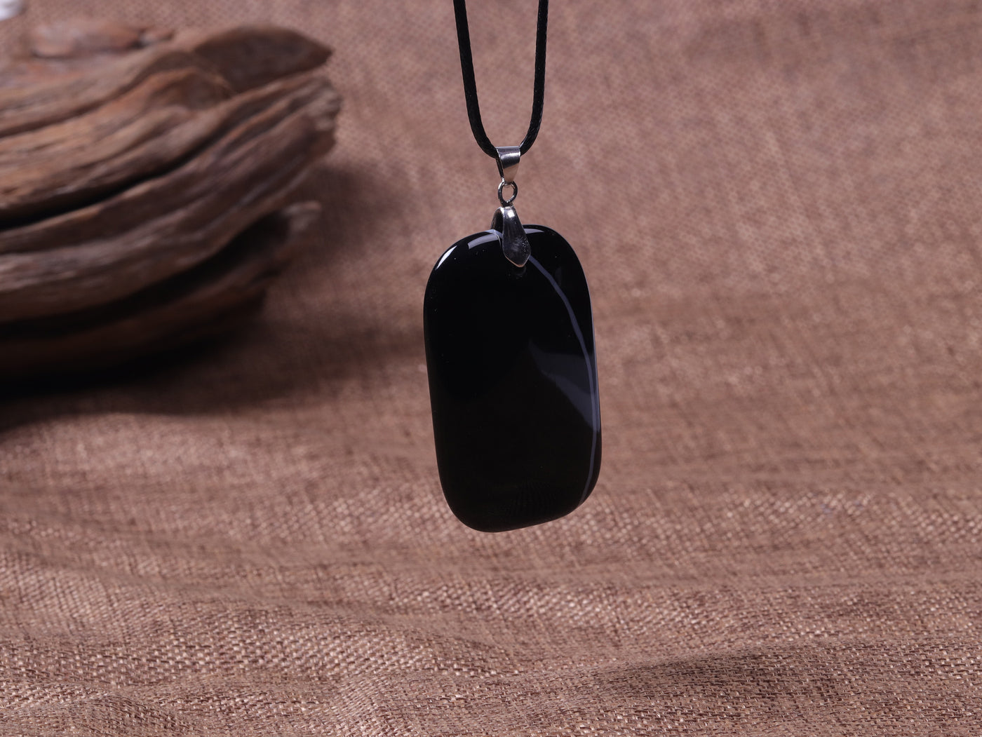 Black Striped Agate Necklace of Strength