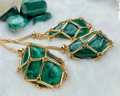 Healing Heart Crystal Net Pocket Necklace