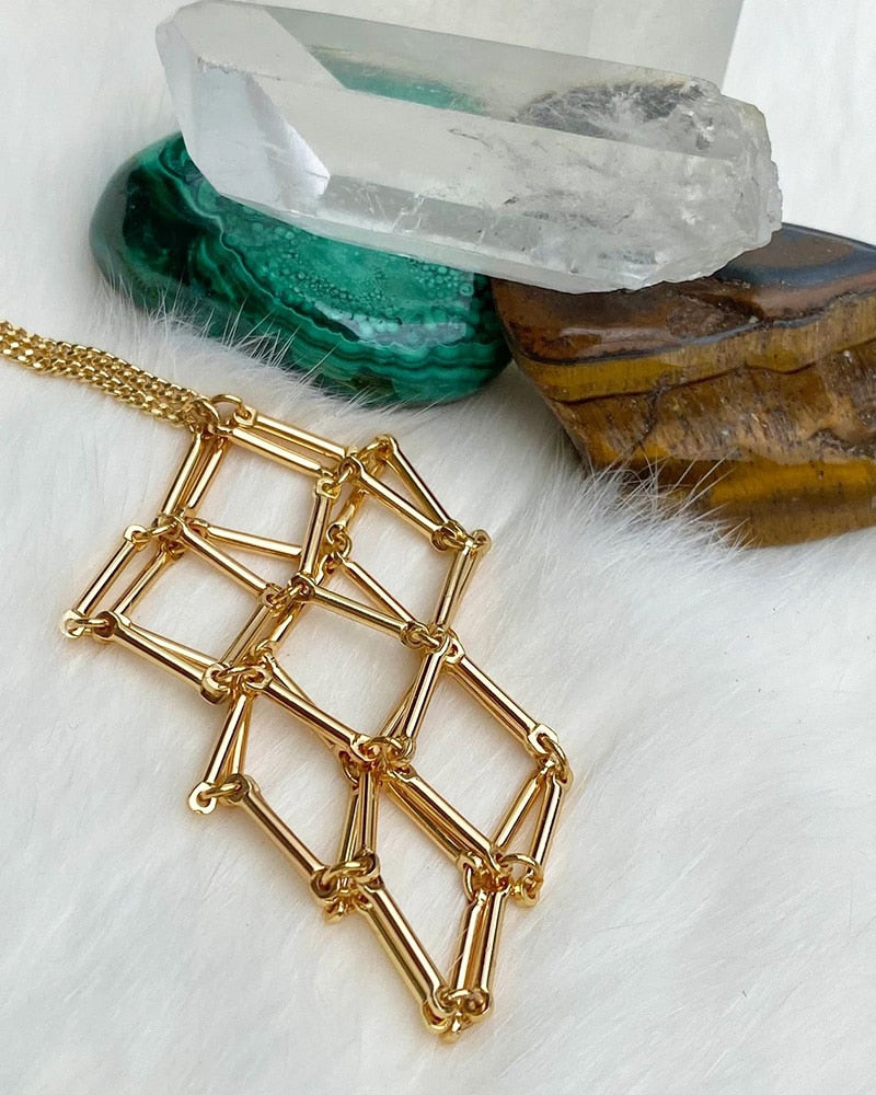 Healing Heart Crystal Net Pocket Necklace