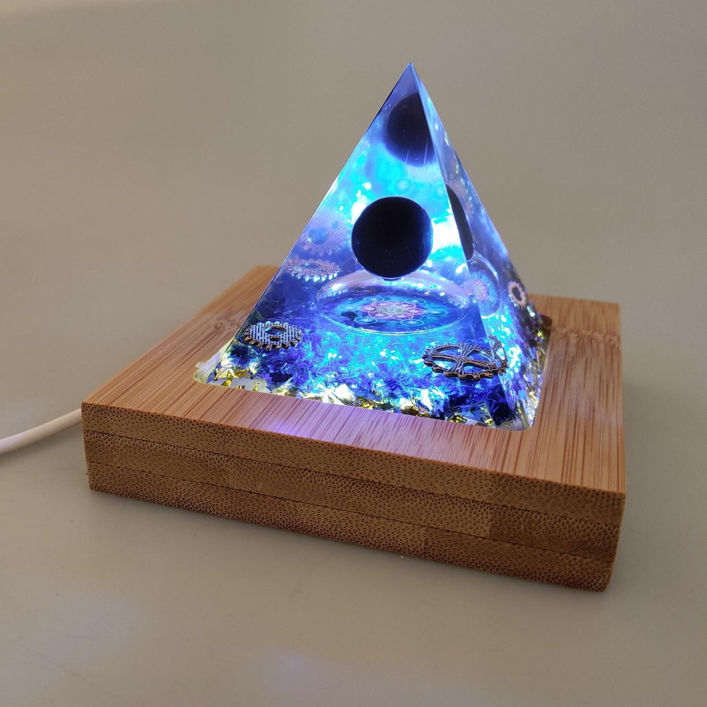 Luminous Obsidian Pyramid Lamp