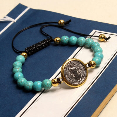 Turquoise St. Benedict Charm Bracelet