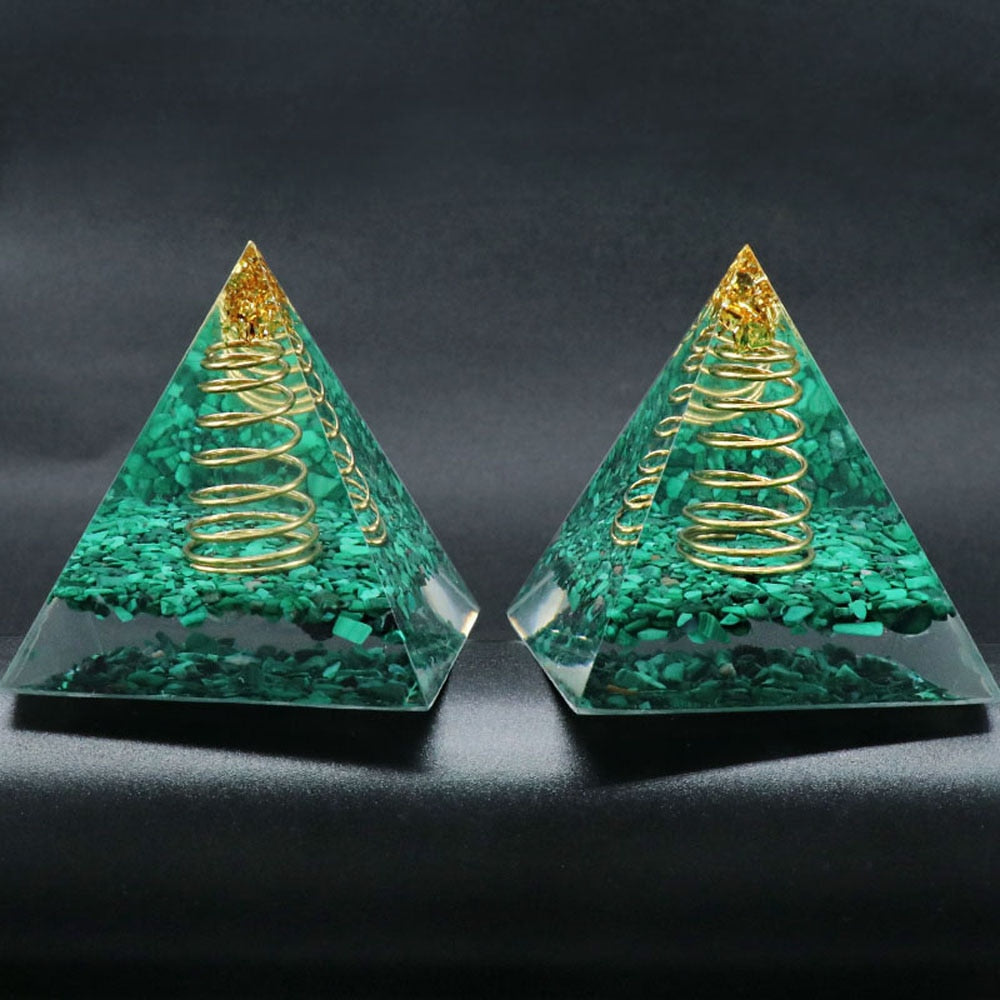 Malachite Spring Orgonite Pyramid