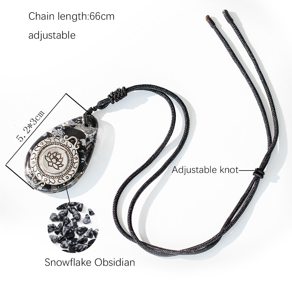 Snowflake Obsidian Pendant Necklace