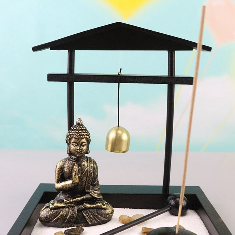 Buddha Statue Mini Zen Garden Sand Tray Kit