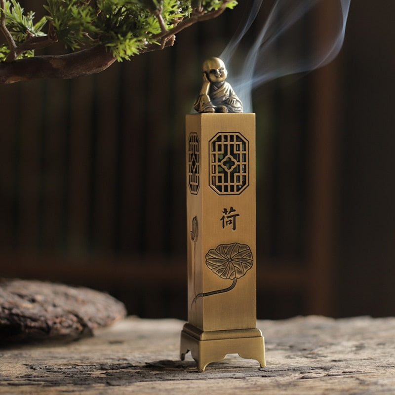 Monk Lotus Line Incense Burner