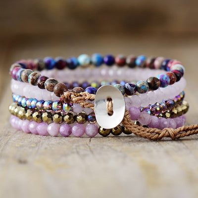 Purple Crystal Beads Stackable Bracelet