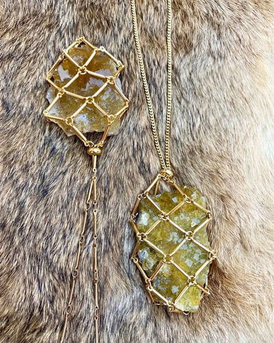 Healing Heart Crystal Net Pocket Necklace