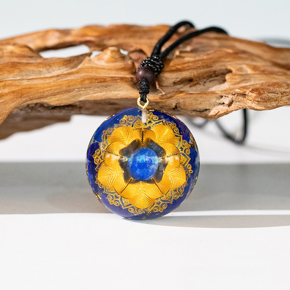 Lapis Lazuli With Lotus Flower Necklace