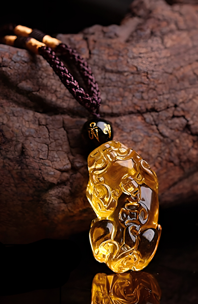Amulet of Abundance Citrine Pi Xiu Necklace