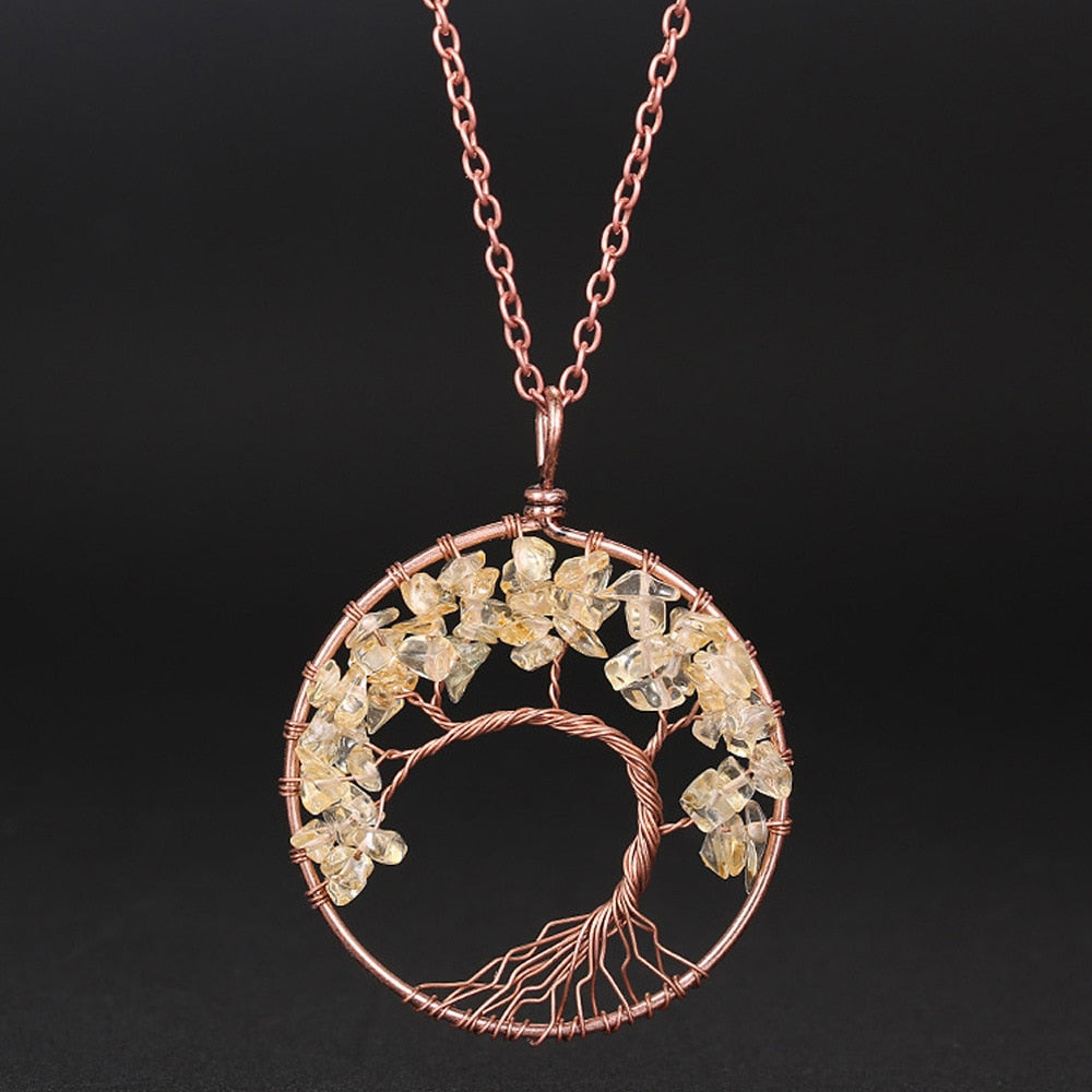 Citrine Tree Of Life Copper Pendant