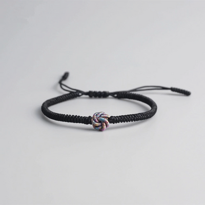 Lucky Auric Circle Handmade Buddhist Knots Rope Bracelet