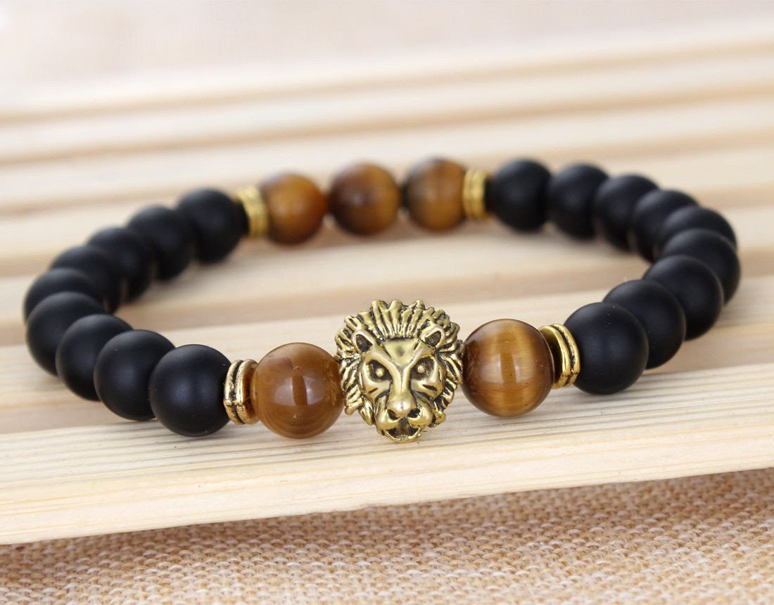 Agate Stone Lion Eye Mala Energy Beads Bracelet