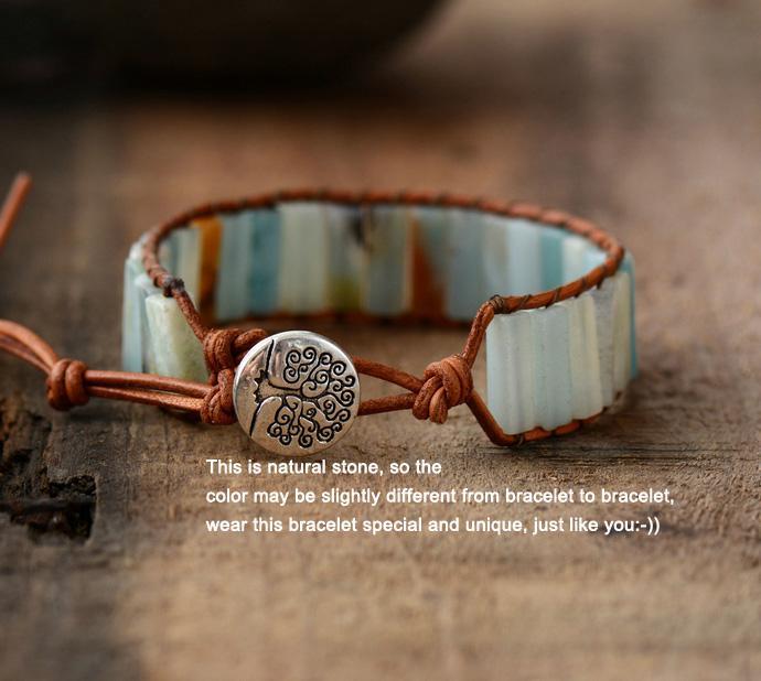 Amazonite Tranquility Leather Bracelet Bracelet