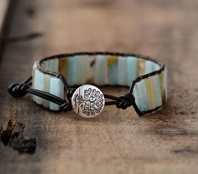Amazonite Tranquility Leather Bracelet Bracelet