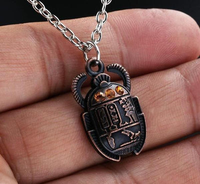Antique Egyptian Scarab Rhinestone Necklace Necklace