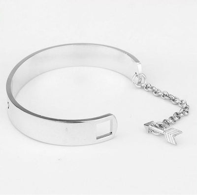 "Be Brave and Keep Going" Inspirational Cuff Bracelet With Safety Chain Bracelet