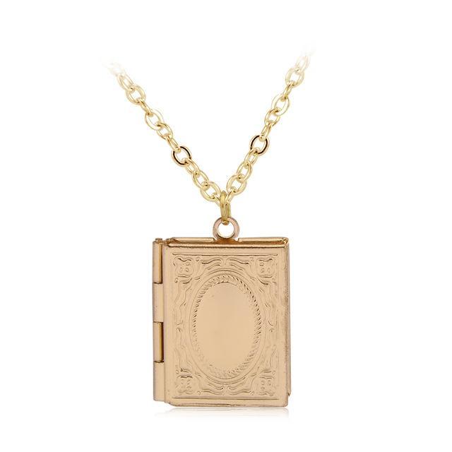 Beautiful Engraved Story Book Locket gold Necklace
