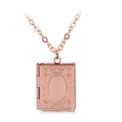 Beautiful Engraved Story Book Locket rose gold Necklace