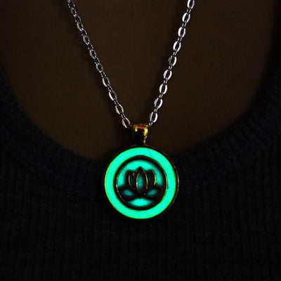 Beautiful Glowing Lotus Pendant Necklace Gold Necklace