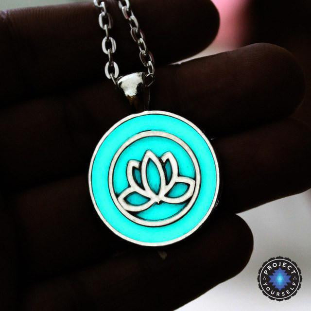 Beautiful Glowing Lotus Pendant Necklace Silver Necklace