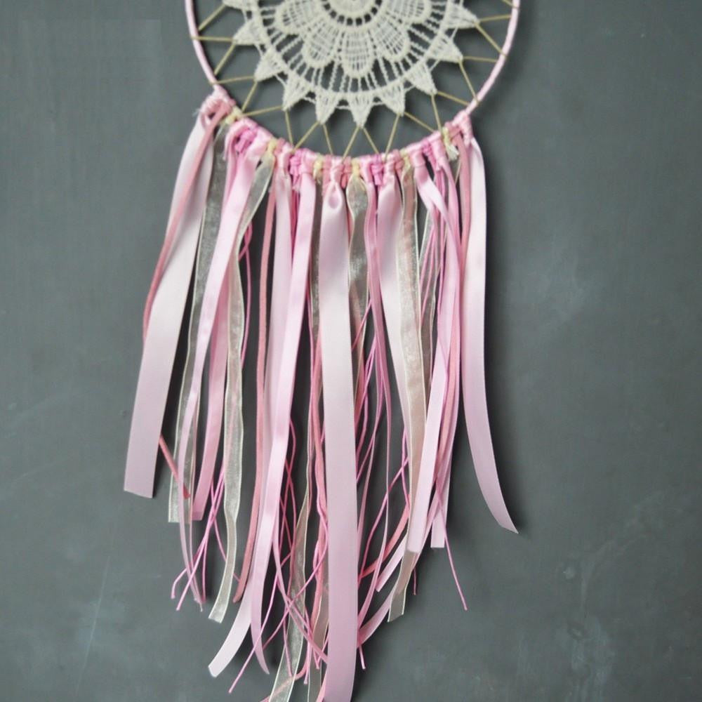 Beautiful Pink Lace Ribbon Dream Catcher – Project Yourself