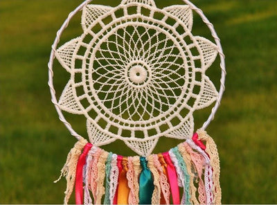 Beautiful Pink Pastel Crochet Lace Mandala Dream Catcher Dreamcatchers