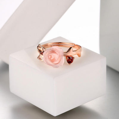 Beautiful Rose Quartz Rose Ring Rings