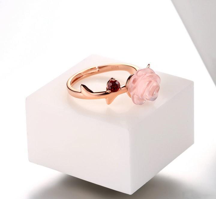 Beautiful Rose Quartz Rose Ring Rings