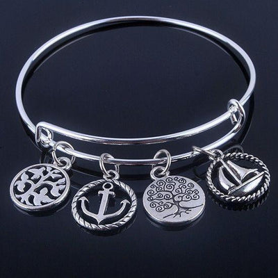 Beautiful Silver Tree of Life Bangles - Adjustable and Expandable Charm Bracelet Style 3 Bracelet