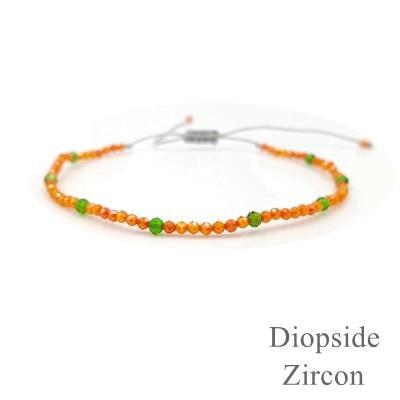 Bijou Gemstone Bracelet Orange Zircon and Diopside Bracelet