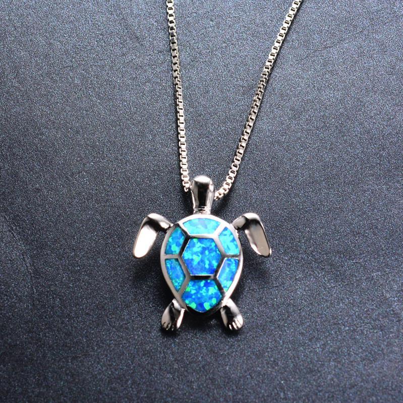 Blue opal turtle necklace Clearance