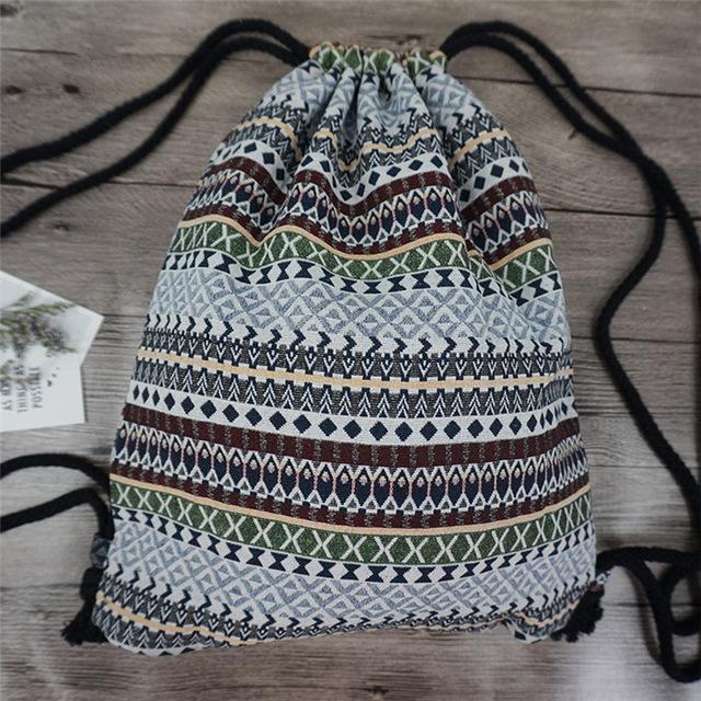 Bohemian Ethnic Drawstring Bag Style 10 Bags