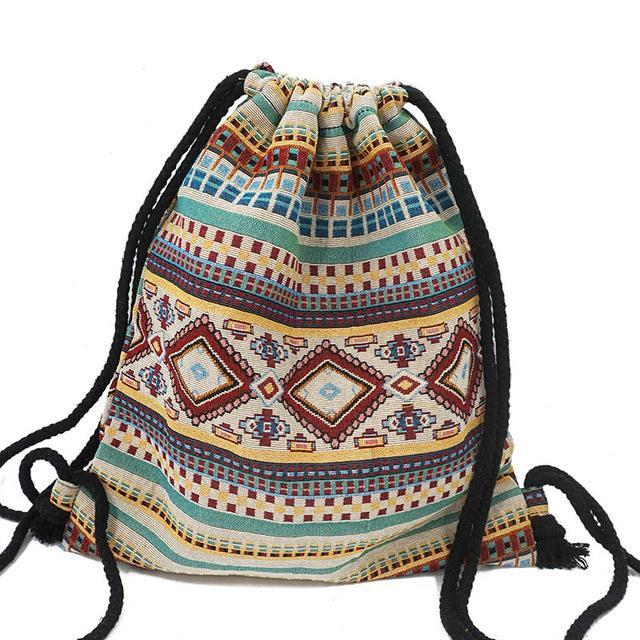 Bohemian Ethnic Drawstring Bag Style 16 Bags