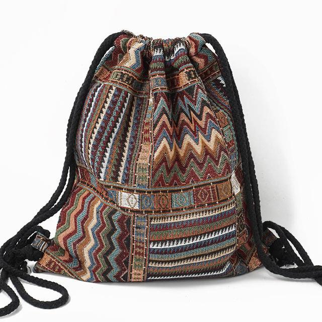 Bohemian Ethnic Drawstring Bag Style 2 Bags