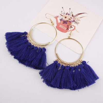 Boho Bliss Tassel Earrings Royal Blue Earrings