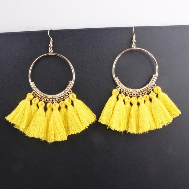 Boho Bliss Tassel Earrings Yellow Earrings