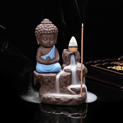 Buddha Backflow Incense Burner Blue Incense Holder