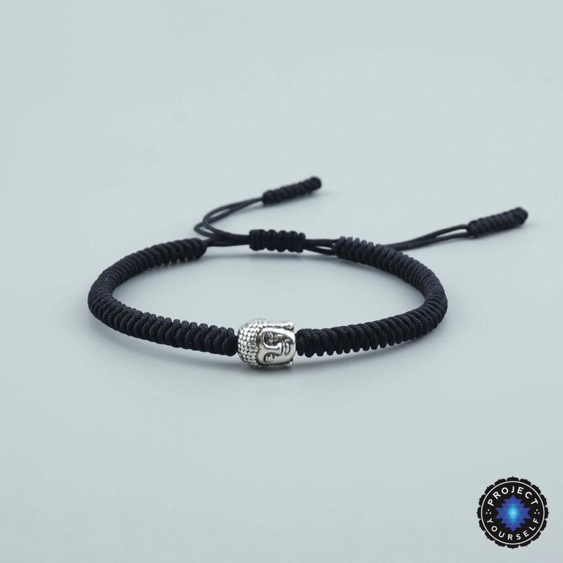 Buddha Charm Lucky Handmade Buddhist Knots Rope Bracelet Black Bracelet