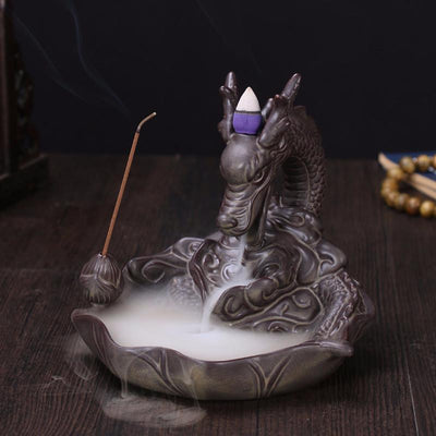 Ceramic Dragon Guardian Backflow Incense Burner Big Incense Holder