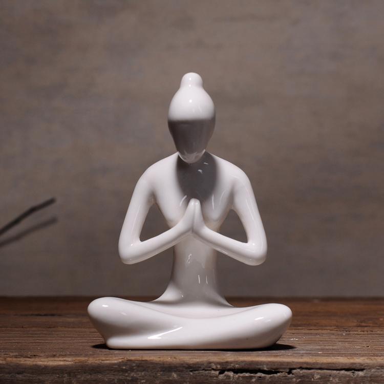 Ceramic Yoga Lady Figurine Decor