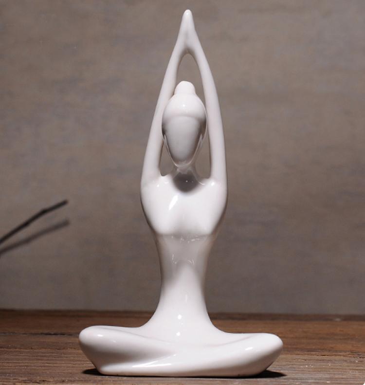 Ceramic Yoga Lady Figurine Decor