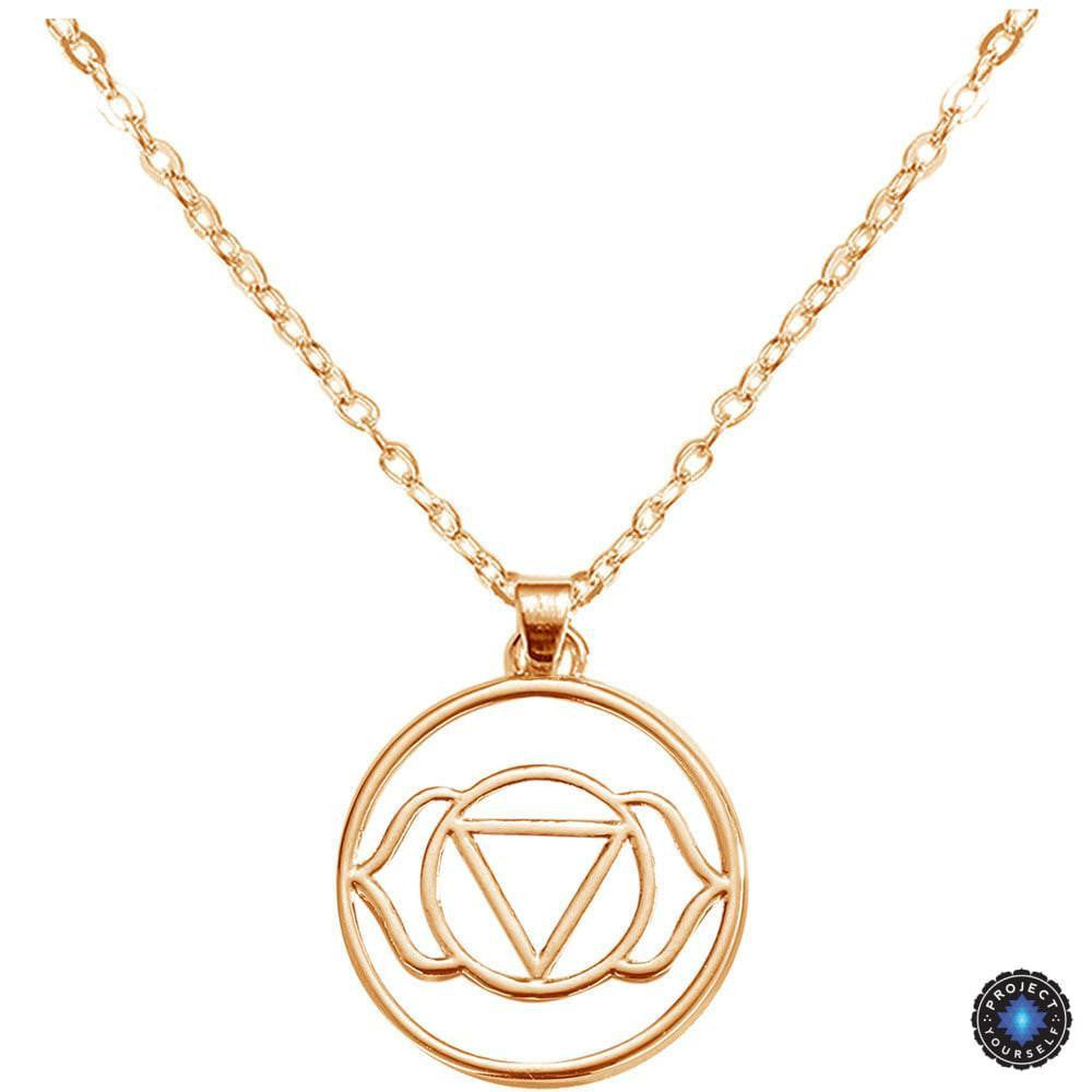 Chakra Energy Pendant Necklace 3rd Eye Chakra Ajna / Rose Gold Plated / 16inch (40.5cm) Chakra Necklace