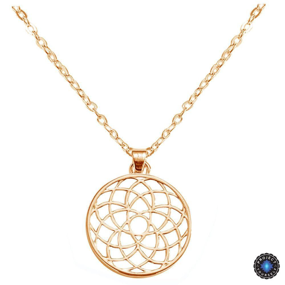 Chakra Energy Pendant Necklace Crown Chakra Sahasrara / Rose Gold Plated / 16inch (40.5cm) Chakra Necklace