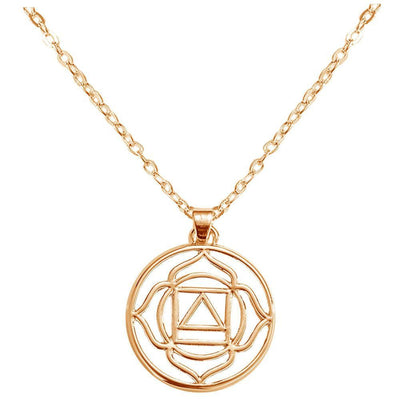 Chakra Energy Pendant Necklace Root Chakra Muladhara / Rose Gold Plated / 16inch (40.5cm) Chakra Necklace