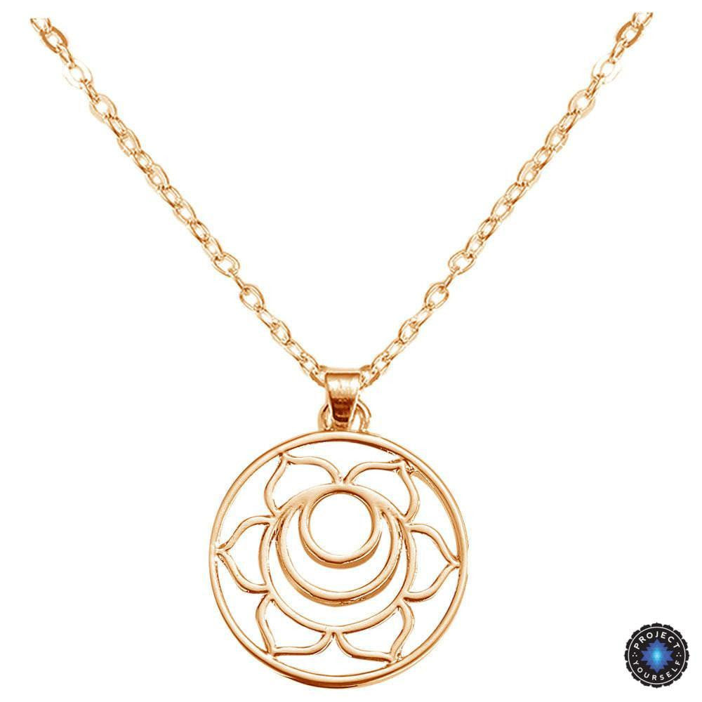 Chakra Energy Pendant Necklace Sacral Chakra Swadhisthana / Rose Gold Plated / 16inch (40.5cm) Chakra Necklace