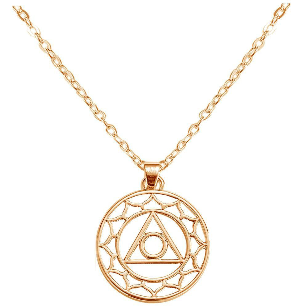 Chakra Energy Pendant Necklace Throat Chakra Vishuddha / Rose Gold Plated / 16inch (40.5cm) Chakra Necklace