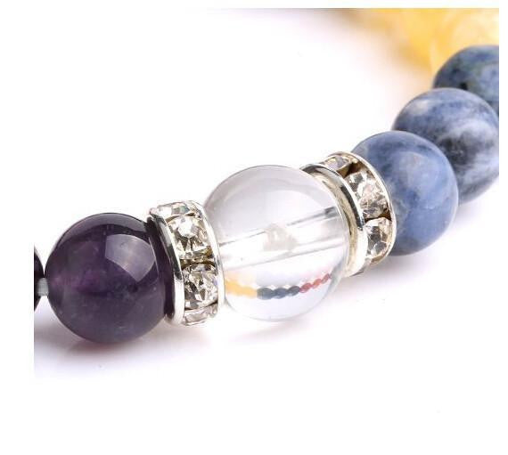 Clear Crystal Focal Bead 7 Chakra Natural Stones Bracelet Bracelet