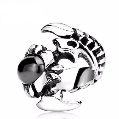 Cool Stainless Steel Crystal Scorpion Ring 7 / Black Rings