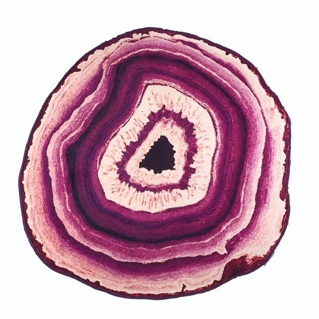 Crystal Geode Slice Rug Purple / Diameter 60cm Tapestry
